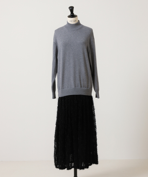 DESIGNWORKS(デザインワークス)の「チュールフリルニットワンピース(ワンピース・レディース・グレー/ブラック・38)」の6枚目の写真