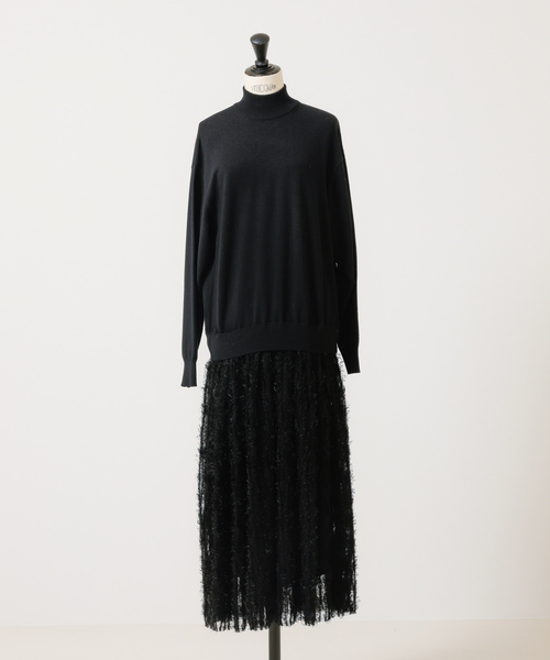 DESIGNWORKS(デザインワークス)の「チュールフリルニットワンピース(ワンピース・レディース・グレー/ブラック・38)」の7枚目の写真