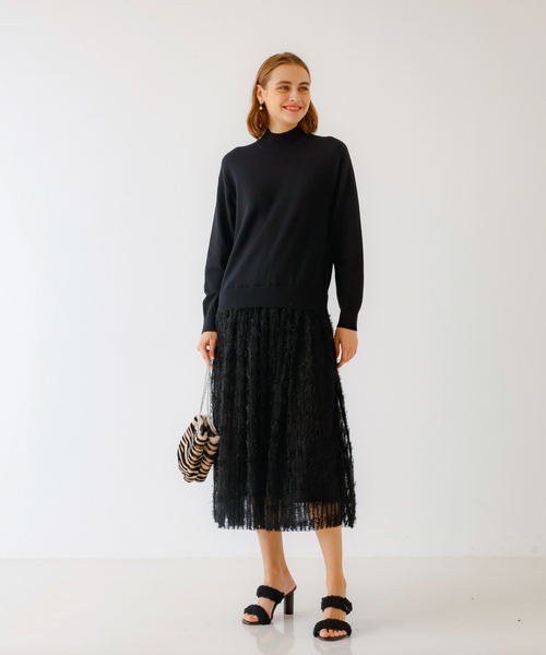 DESIGNWORKS(デザインワークス)の「チュールフリルニットワンピース(ワンピース・レディース・グレー/ブラック・38)」の20枚目の写真