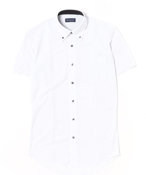 TOKYO SHIRTS（トウキョウシャツ）の「形態安定ノンアイロン ボタンダウン 半袖ストレッチビジネスワイシャツ（ビジネスシャツ・メンズ・ライトグレー・首回り43cm/首回り42cm/首回り41cm/首回り39cm/首回り37cm）」の6枚目の写真