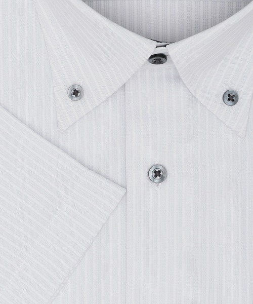 TOKYO SHIRTS（トウキョウシャツ）の「形態安定ノンアイロン ボタンダウン 半袖ストレッチビジネスワイシャツ（ビジネスシャツ・メンズ・ライトグレー・首回り43cm/首回り42cm/首回り41cm/首回り39cm/首回り37cm）」の3枚目の写真