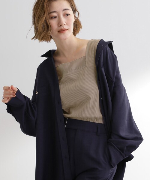 grove（グローブ）の「シアードッキングタンクトップ（タンクトップ・レディース・ダークグレー/ブラウン系その他/ブラック/アイボリー・03/02/05/04/01）」の4枚目の写真