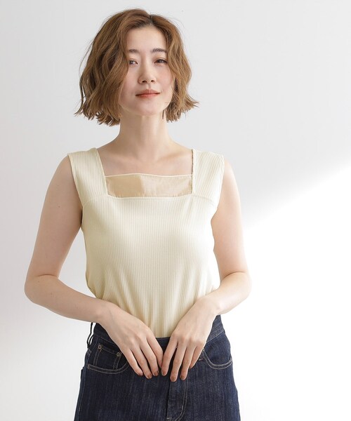 grove（グローブ）の「シアードッキングタンクトップ（タンクトップ・レディース・ダークグレー/ブラウン系その他/ブラック/アイボリー・03/02/05/04/01）」の2枚目の写真