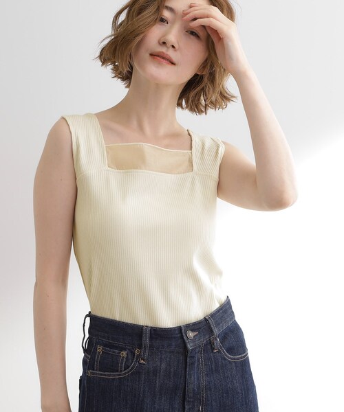 grove（グローブ）の「シアードッキングタンクトップ（タンクトップ・レディース・ダークグレー/ブラウン系その他/ブラック/アイボリー・03/02/05/04/01）」の5枚目の写真