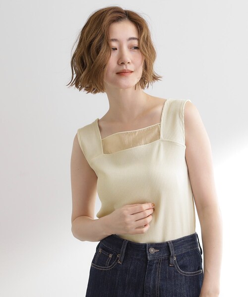 grove（グローブ）の「シアードッキングタンクトップ（タンクトップ・レディース・ダークグレー/ブラウン系その他/ブラック/アイボリー・03/02/05/04/01）」の6枚目の写真