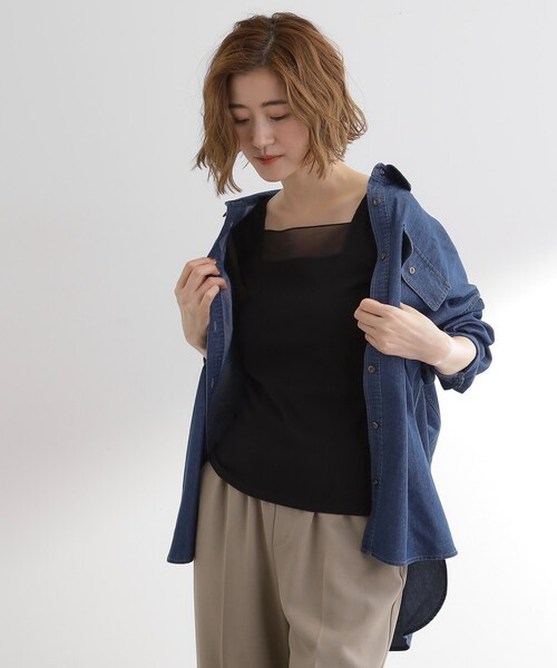 grove（グローブ）の「シアードッキングタンクトップ（タンクトップ・レディース・ダークグレー/ブラウン系その他/ブラック/アイボリー・03/02/05/04/01）」の13枚目の写真