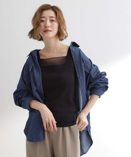 grove（グローブ）の「シアードッキングタンクトップ（タンクトップ・レディース・ダークグレー/ブラウン系その他/ブラック/アイボリー・03/02/05/04/01）」の14枚目の写真