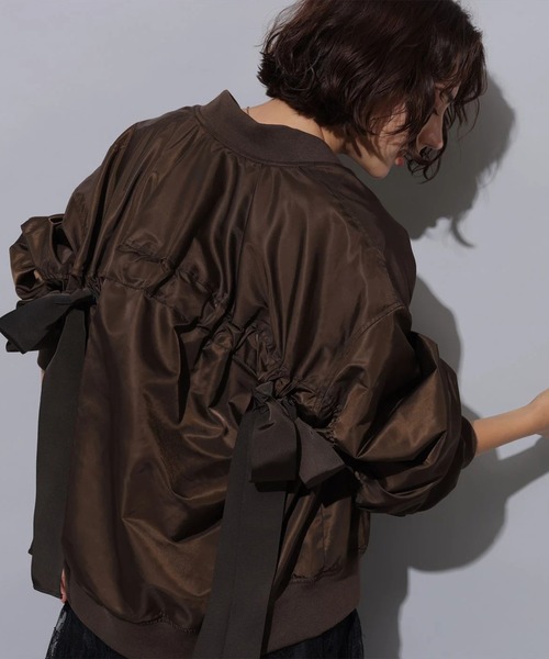 新品 完売Arpege storyアルページュストーリー 大人リボンプルオーバー BackリボンMA－1（その他アウター）｜Arpege story