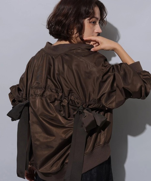 新品 完売Arpege storyアルページュストーリー 大人リボンプルオーバー BackリボンMA－1（その他アウター）｜Arpege story