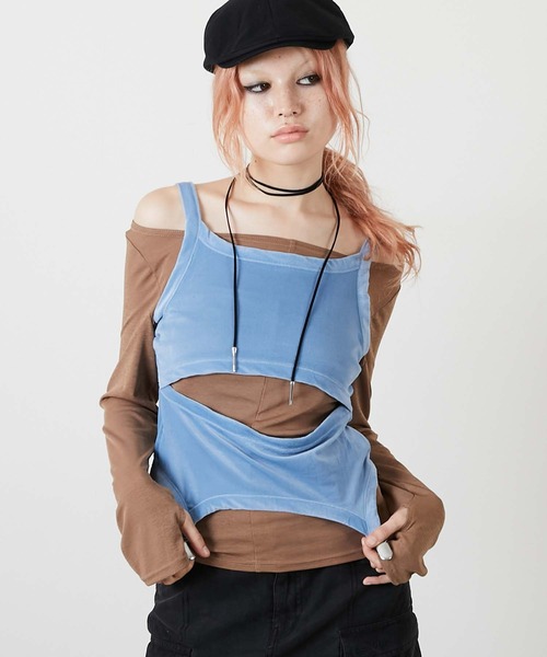 led.tokyo（レッドトウキョウ）の「【led.tokyo】LAYRED TANK SELEEVE/レイヤードタンクスリーブ（タンクトップ・レディース・ブラック/レッド/ブルー・FREE）」の3枚目の写真