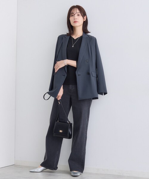 INDIVI（インディヴィ）の「【洗える】Vネックコンパクトニット（ニット/セーター・レディース・オフホワイト/サックスブルー/ブラック・05/34/38/13/15 ）」の7枚目の写真