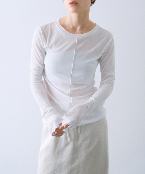 CODE A（コードエー）の「sheer basic tee（Tシャツ/カットソー・レディース・チャコールグレー/ライトブルー/ホワイト・00）」の4枚目の写真