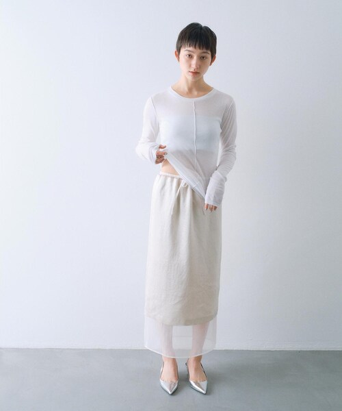 CODE A（コードエー）の「sheer basic tee（Tシャツ/カットソー・レディース・チャコールグレー/ライトブルー/ホワイト・00）」の5枚目の写真