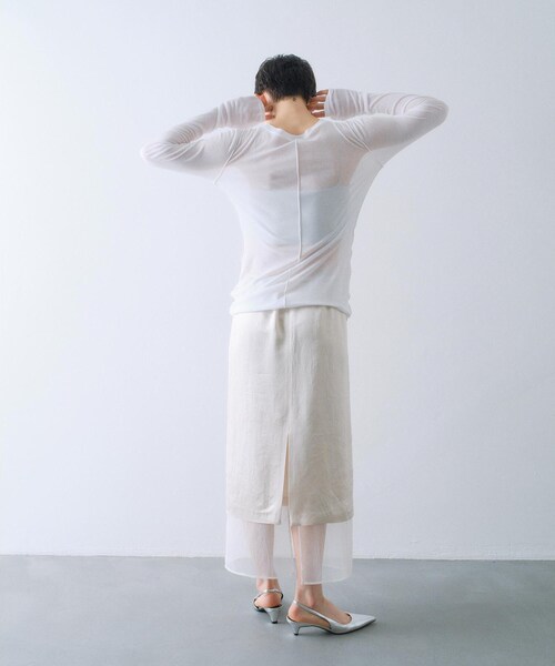 CODE A（コードエー）の「sheer basic tee（Tシャツ/カットソー・レディース・チャコールグレー/ライトブルー/ホワイト・00）」の6枚目の写真