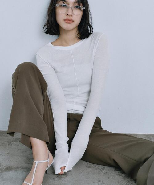 CODE A（コードエー）の「sheer basic tee（Tシャツ/カットソー・レディース・チャコールグレー/ライトブルー/ホワイト・00）」の7枚目の写真