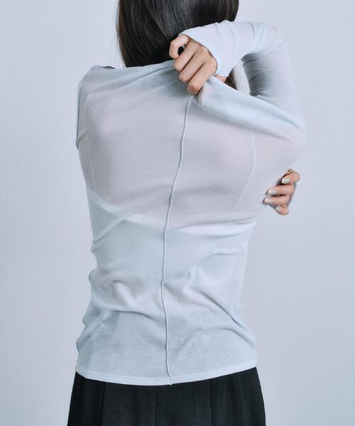 CODE A（コードエー）の「sheer basic tee（Tシャツ/カットソー・レディース・チャコールグレー/ライトブルー/ホワイト・00）」の10枚目の写真