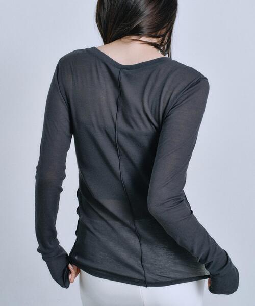 CODE A（コードエー）の「sheer basic tee（Tシャツ/カットソー・レディース・チャコールグレー/ライトブルー/ホワイト・00）」の14枚目の写真