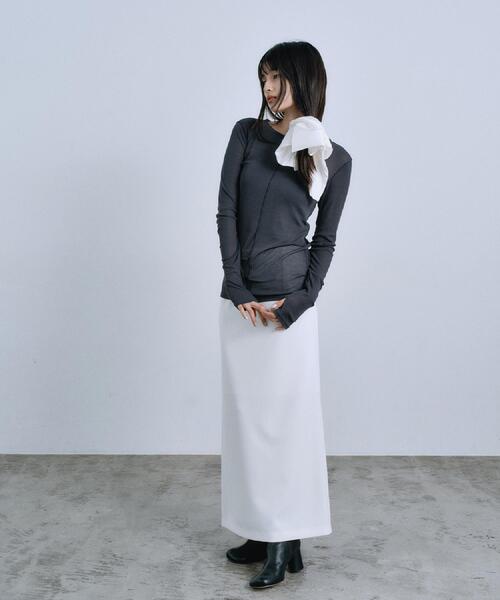 CODE A（コードエー）の「sheer basic tee（Tシャツ/カットソー・レディース・チャコールグレー/ライトブルー/ホワイト・00）」の17枚目の写真