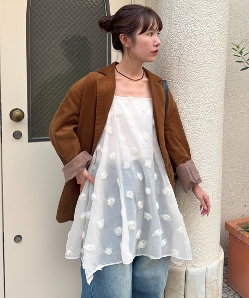 秋映えチュニック♡》【umm.】立体フラワーキャミチュニック（シャツ