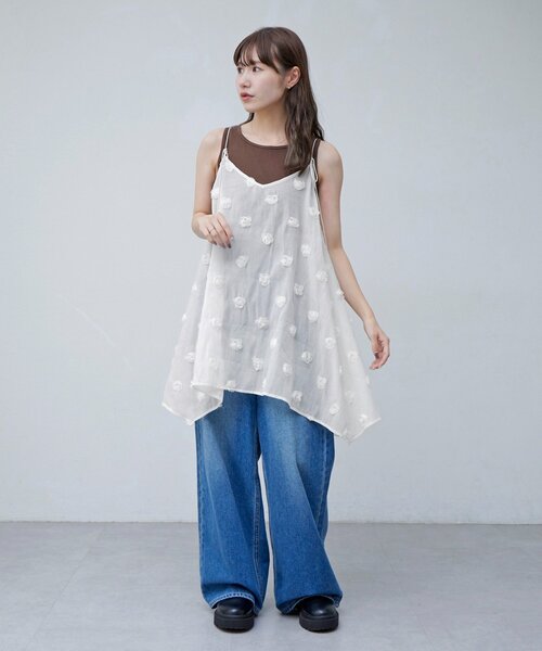 DISCOAT（ディスコート）の「【umm./WEB限定】立体フラワーキャミチュニック（シャツ/ブラウス・レディース・ブラック/アイボリー・FREE）」の17枚目の写真