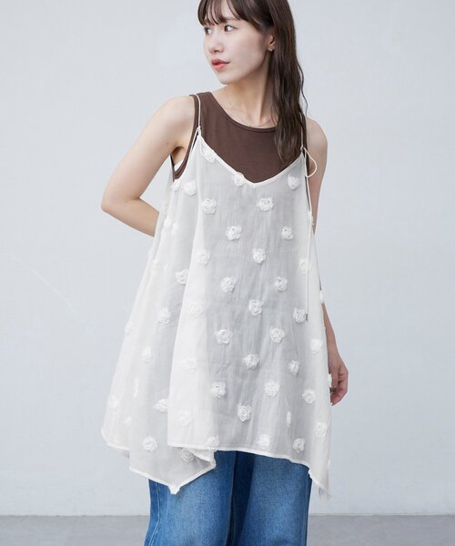 DISCOAT（ディスコート）の「【umm./WEB限定】立体フラワーキャミチュニック（シャツ/ブラウス・レディース・ブラック/アイボリー・FREE）」の20枚目の写真