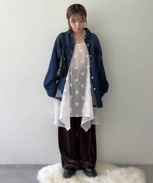 秋映えチュニック♡》【umm.】立体フラワーキャミチュニック（シャツ