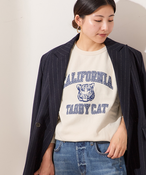MIXTA(ミクスタ)の「【MIXTA/ミクスタ】CALIFORNIA TABBY CAT CREW SWEATSHI:スウェット(スウェット・レディース・ブラック/アイボリー/ライトグレー・MEDIUM)」の2枚目の写真