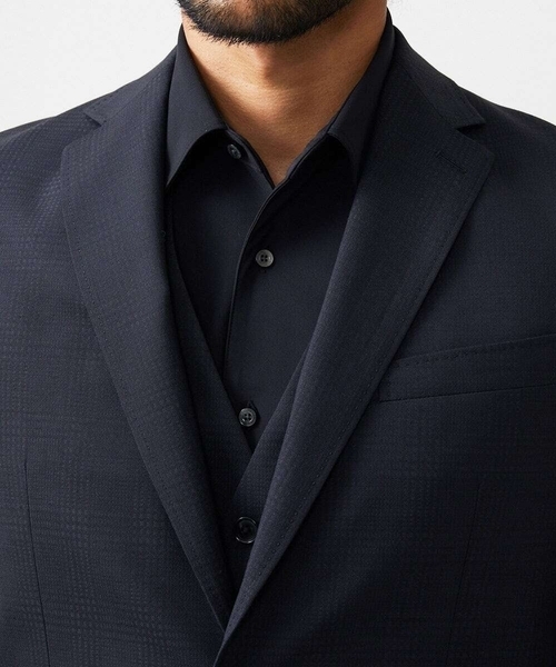 MICHEL KLEIN HOMME   （ミッシェルクランオム）の「【セットアップ】チェック柄テーラードジャケット（テーラードジャケット・メンズ・ブラック・MEDIUM/LARGE/X-LARGE）」の5枚目の写真