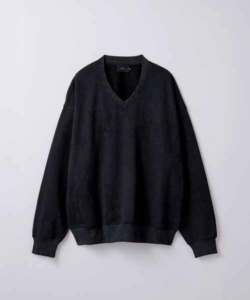 SLICK（スリック）の「【SLICK/スリック】Used Print Fleece V Neck Pullover/ユーズドプリントVネックプルオーバー（スウェット・メンズ・ブラウン/ブラック・1/3/2）」の3枚目の写真