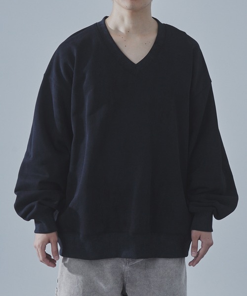 SLICK（スリック）の「【SLICK/スリック】Used Print Fleece V Neck Pullover/ユーズドプリントVネックプルオーバー（スウェット・メンズ・ブラウン/ブラック・1/3/2）」の7枚目の写真