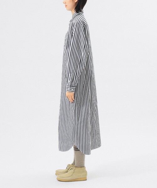 BEAMS BOY（ビームスボーイ）の「ストライプ BD ワンピース ロングスリーブ（ワンピース・レディース・ネイビー/ブラック・ONE SIZE）」の11枚目の写真