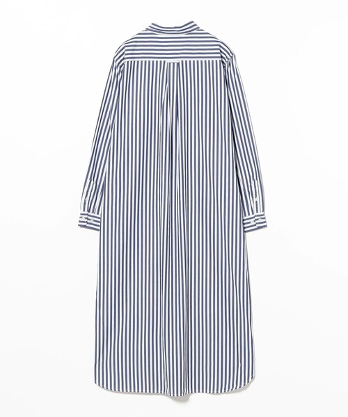 BEAMS BOY（ビームスボーイ）の「ストライプ BD ワンピース ロングスリーブ（ワンピース・レディース・ネイビー/ブラック・ONE SIZE）」の4枚目の写真