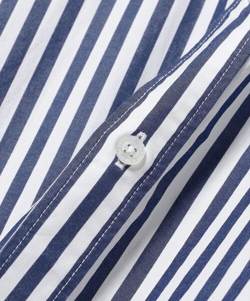 BEAMS BOY（ビームスボーイ）の「ストライプ BD ワンピース ロングスリーブ（ワンピース・レディース・ネイビー/ブラック・ONE SIZE）」の5枚目の写真