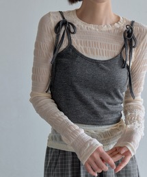 【レイヤード用おすすめ】ユニークボーダースモークシースルーカットソー