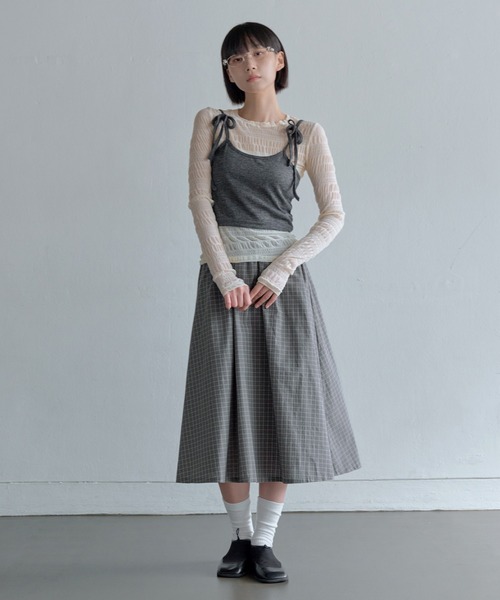 UNE MANSION(ユヌマンション)の「【レイヤード用おすすめ】ユニークボーダースモークシースルーカットソー(Tシャツ/カットソー・レディース・ベージュ/ホワイト/ブラウン/ブラック・FREE)」の22枚目の写真