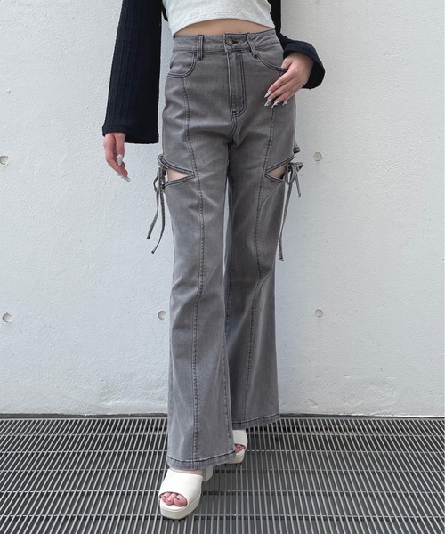 one way(ワンウェイ)の「サイドリボンデニムパンツ(デニムパンツ・レディース・ブラック/ブルー・SMALL/MEDIUM)」の11枚目の写真