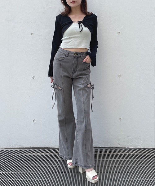 one way(ワンウェイ)の「サイドリボンデニムパンツ(デニムパンツ・レディース・ブラック/ブルー・SMALL/MEDIUM)」の7枚目の写真