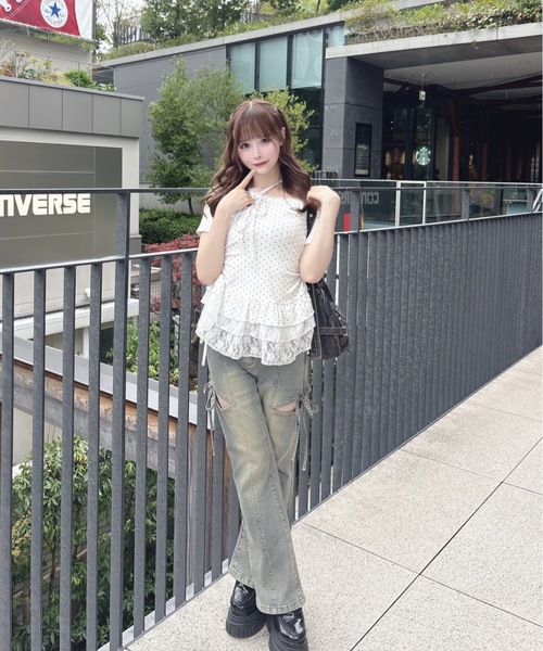 one way(ワンウェイ)の「サイドリボンデニムパンツ(デニムパンツ・レディース・ブラック/ブルー・SMALL/MEDIUM)」の10枚目の写真