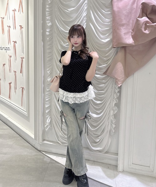 one way(ワンウェイ)の「サイドリボンデニムパンツ(デニムパンツ・レディース・ブラック/ブルー・SMALL/MEDIUM)」の11枚目の写真