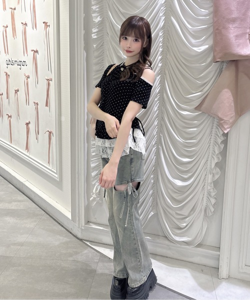 one way(ワンウェイ)の「サイドリボンデニムパンツ(デニムパンツ・レディース・ブラック/ブルー・SMALL/MEDIUM)」の12枚目の写真