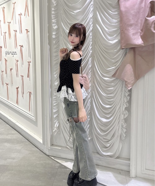 one way(ワンウェイ)の「サイドリボンデニムパンツ(デニムパンツ・レディース・ブラック/ブルー・SMALL/MEDIUM)」の13枚目の写真