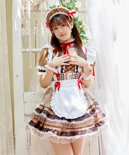 Brightlele(ブライトララ)の「「 スイーツメイド 」 ハロウィン コスプレ 仮装 大人 メイド服 メイド(コスチューム/パーティーグッズ・レディース・ピンク/ベージュ/ミント・MEDIUM/LARGE/X-LARGE)」の2枚目の写真