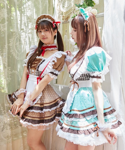 Brightlele(ブライトララ)の「「 スイーツメイド 」 ハロウィン コスプレ 仮装 大人 メイド服 メイド(コスチューム/パーティーグッズ・レディース・ピンク/ベージュ/ミント・MEDIUM/LARGE/X-LARGE)」の6枚目の写真