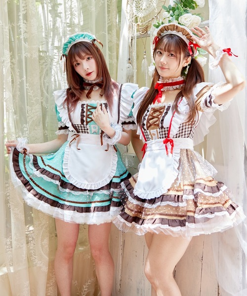 Brightlele(ブライトララ)の「「 スイーツメイド 」 ハロウィン コスプレ 仮装 大人 メイド服 メイド(コスチューム/パーティーグッズ・レディース・ピンク/ベージュ/ミント・MEDIUM/LARGE/X-LARGE)」の7枚目の写真