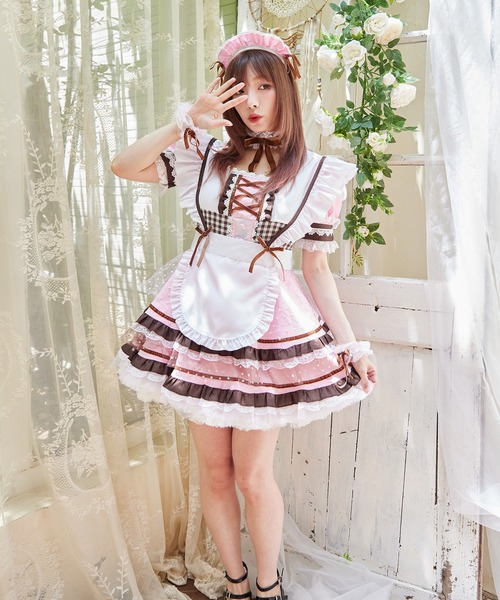 Brightlele(ブライトララ)の「「 スイーツメイド 」 ハロウィン コスプレ 仮装 大人 メイド服 メイド(コスチューム/パーティーグッズ・レディース・ピンク/ベージュ/ミント・MEDIUM/LARGE/X-LARGE)」の8枚目の写真