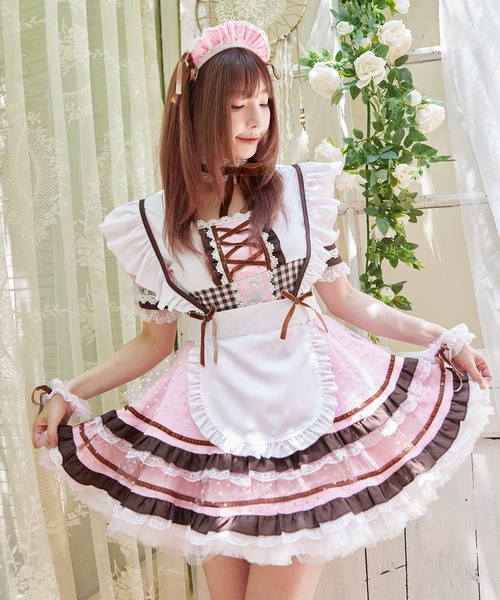 Brightlele(ブライトララ)の「「 スイーツメイド 」 ハロウィン コスプレ 仮装 大人 メイド服 メイド(コスチューム/パーティーグッズ・レディース・ピンク/ベージュ/ミント・MEDIUM/LARGE/X-LARGE)」の9枚目の写真