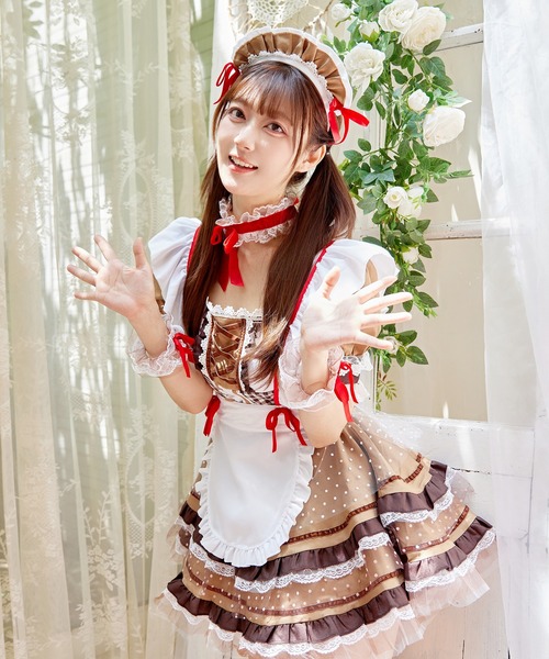 Brightlele(ブライトララ)の「「 スイーツメイド 」 ハロウィン コスプレ 仮装 大人 メイド服 メイド(コスチューム/パーティーグッズ・レディース・ピンク/ベージュ/ミント・MEDIUM/LARGE/X-LARGE)」の11枚目の写真