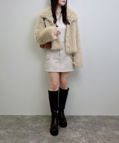 INGNI(イング)の「フェイクスエードカーゴミニスカート(スカート・レディース・アイボリー/チャコールグレー/キャメル・FREE)」の7枚目の写真