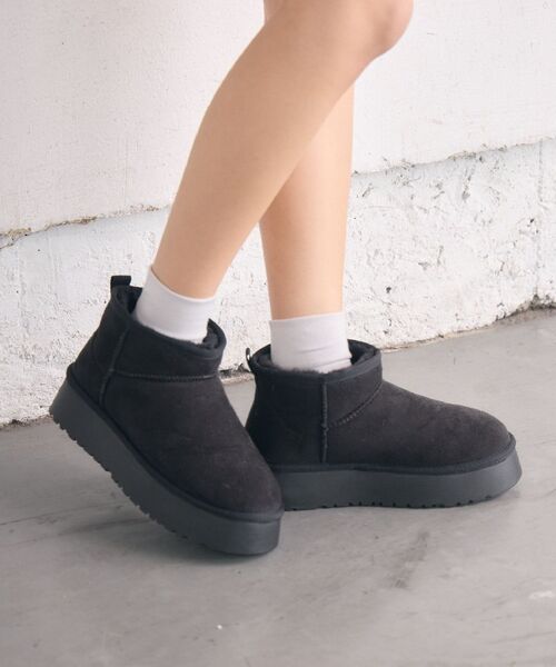 RETRO GIRL（レトロガール）の「ショートムートン（ブーツ・レディース・ブラック/キャメル/ダークグレー・MEDIUM/LARGE）」の11枚目の写真