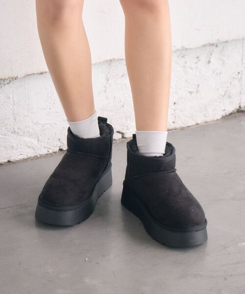 RETRO GIRL（レトロガール）の「ショートムートン（ブーツ・レディース・ブラック/キャメル/ダークグレー・MEDIUM/LARGE）」の12枚目の写真